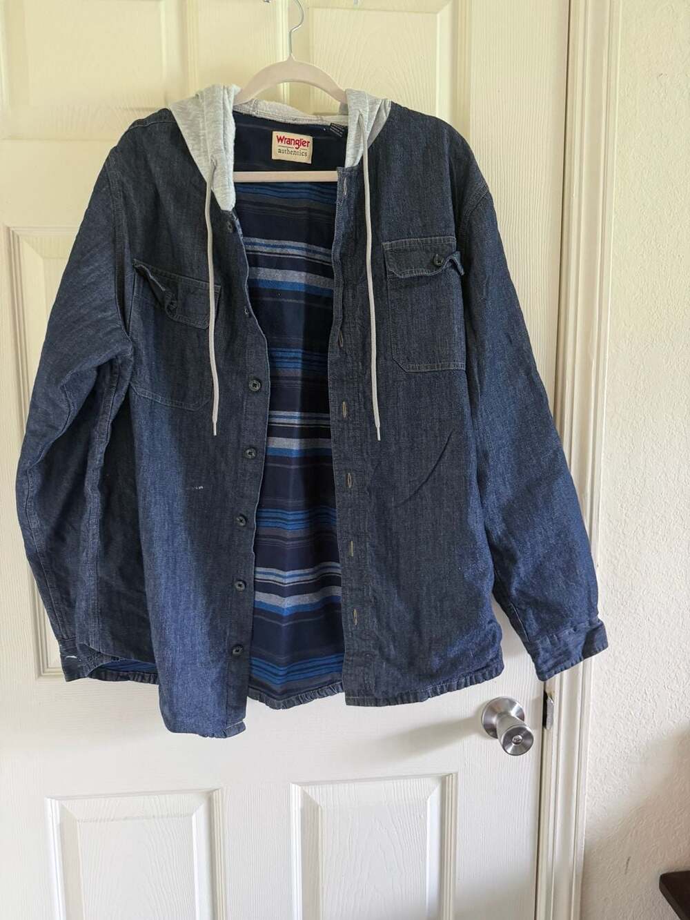 Wrangler Authentics Men's Hooded Denim Shirt Jacket